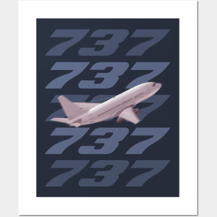 737 in flight Posters and Art